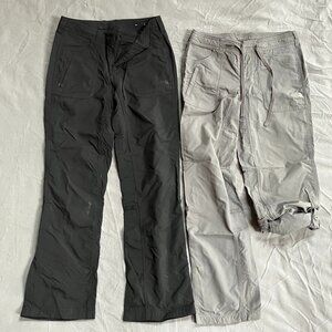 LOT OF 2 The North Face Women's Sz. 0 Nylon Hiking Lightweight Pants Roll up Tab